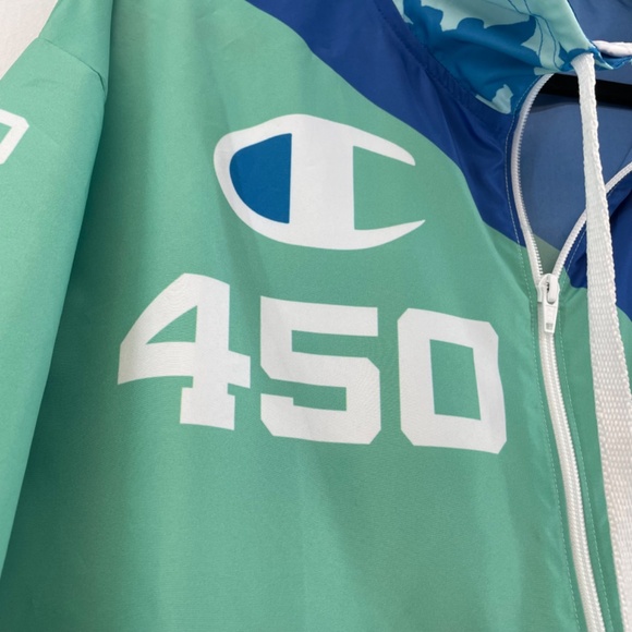 Champion Think 450 NBPA Rare Lightweight Half Zip Jacket Blue and Green - Picture 13 of 15